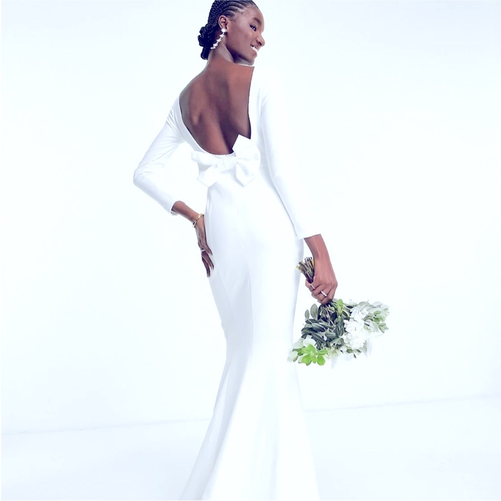 ASOS True Violet Bridal Open Back Bow Maxi Mermaid Dress Ivory